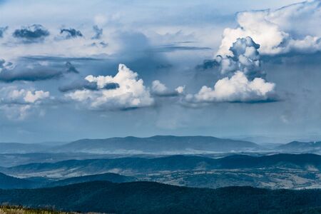 Road from Widelki to Tarnica through Bukowe Berdo in the Bieszczady Mountains in Polandの写真素材