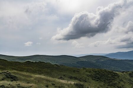 Road from Widelki to Tarnica through Bukowe Berdo in the Bieszczady Mountains in Polandの写真素材