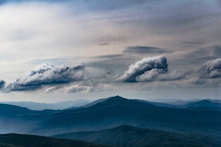 Road from Widelki to Tarnica through Bukowe Berdo in the Bieszczady Mountains in Polandの写真素材