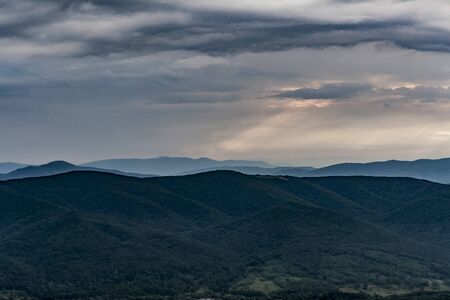 Road from Widelki to Tarnica through Bukowe Berdo in the Bieszczady Mountains in Polandの写真素材