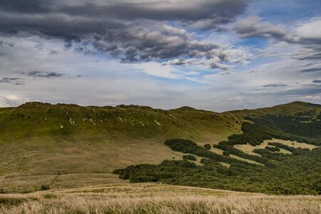 Road from Widelki to Tarnica through Bukowe Berdo in the Bieszczady Mountains in Polandの写真素材