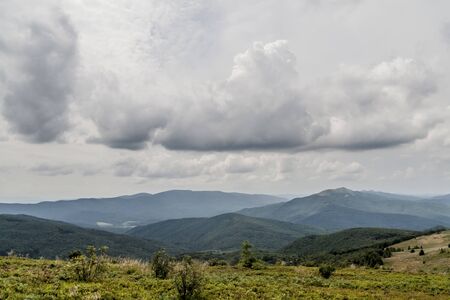 Road from Widelki to Tarnica through Bukowe Berdo in the Bieszczady Mountains in Polandの写真素材