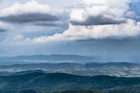 Road from Widelki to Tarnica through Bukowe Berdo in the Bieszczady Mountains in Polandの写真素材