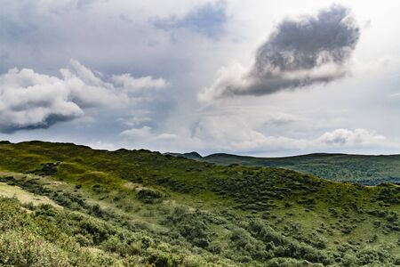 Road from Widelki to Tarnica through Bukowe Berdo in the Bieszczady Mountains in Polandの写真素材
