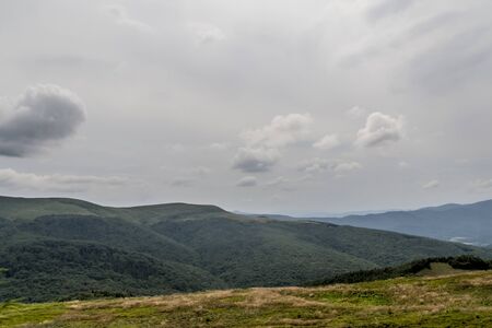 Road from Widelki to Tarnica through Bukowe Berdo in the Bieszczady Mountains in Polandの写真素材