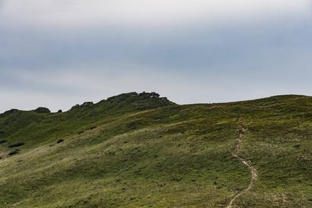Road from Widelki to Tarnica through Bukowe Berdo in the Bieszczady Mountains in Polandの写真素材