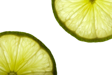 Juicy lime slices. Fresh fruits isolated on white background.