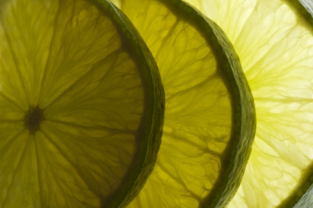 Juicy lime slices. Stack made of fresh fruits.の写真素材