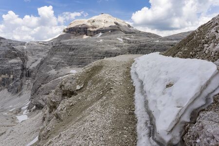 Rocky landscape of the Dolomites. View of the Piz Boe.の写真素材