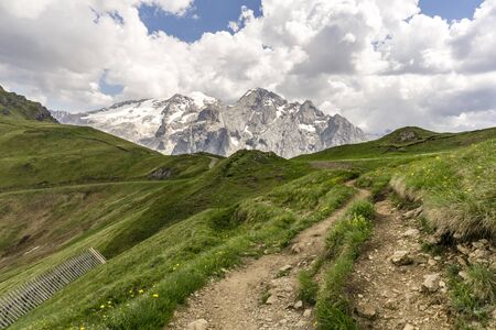 Beautiful scenery of the Marmolada Massif. Dolomites. Italy.の写真素材