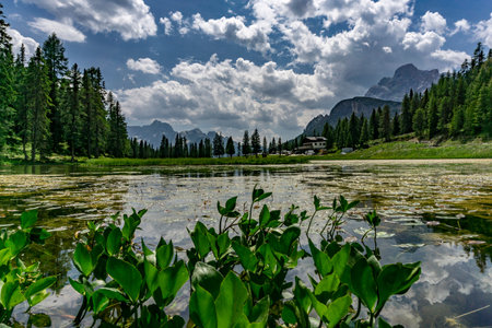 View of Lago Antorno. Dolomites, Italy.