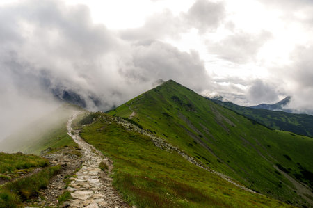 Ridge in the clouds. Western Tatra Mountains.