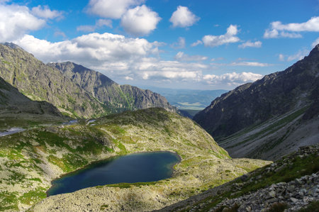 Beautiful landscape of a mountain valley in the Slovakia. High Tatra Mountains.