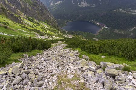Slovakia. High Tatras. Popradske Pleso mountain lake and surrounding peaks.の写真素材