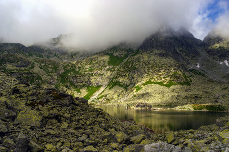 Beautiful landscape of mountain lake. High Tatras. Slovakia