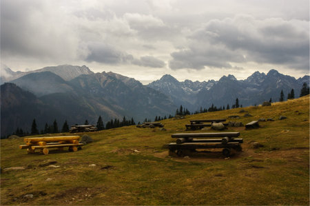 Beautiful landscape on the mountain glade. Tatry
