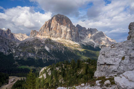 A view of Tofana massif in the Dolomites.の写真素材
