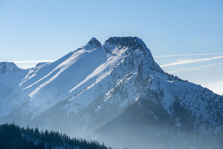 Winter view of the Giewont peak in the Tatra Mountains.の写真素材