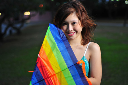 Woman With Kiteの写真素材