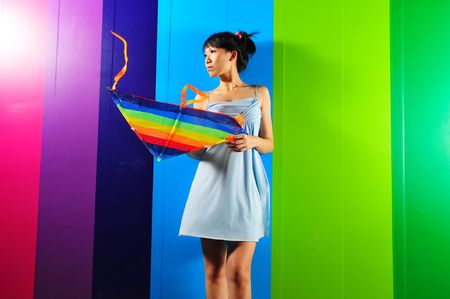 Asian Woman Holding Kiteの写真素材