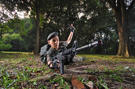 Smart Asian Soldierの写真素材