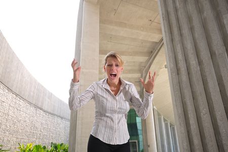 Caucasian Woman In Smart Casual feeling frustratedの写真素材