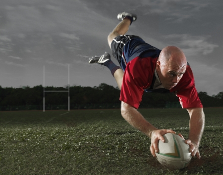 Rugby Player making a Scoreの写真素材