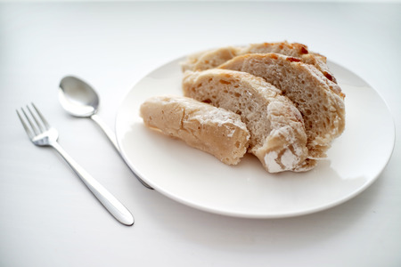 slices of bread with shallow depth of field for breakfastの写真素材