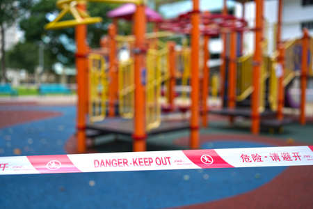 Lock down or circuit breaker policy in Singapore during COVID19 mandates people to stay indoor and no outdoor activities permittedのeditorial素材