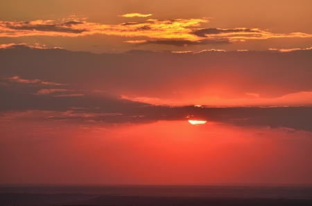 This is red sunset in Caucasus natureの写真素材