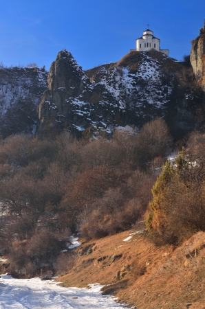 This is Byzantine naos 10st centre in Caucasus mountains in winterの写真素材