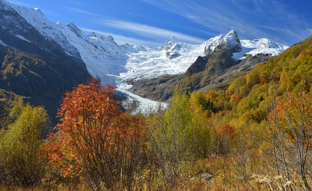 This is colorful landscape in Caucasus mountains in fallの写真素材