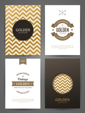Set of brochures in vintage style. Vector design templates. Vintage frames and backgrounds.のイラスト素材