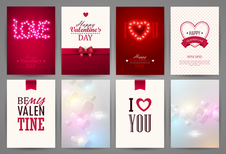 Valentines day backgrounds set. Vector illustration.のイラスト素材