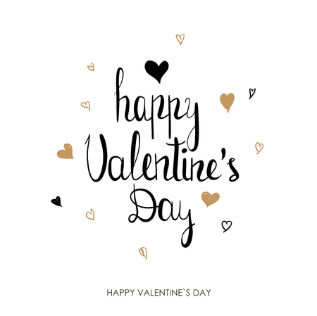 Valentines Day greeting card. Modern calligraphy. Hand drawn design elements. Handwritten lettering.のイラスト素材