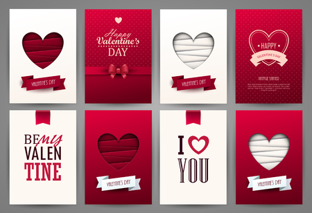 Valentine cards set. Vector illustration.のイラスト素材