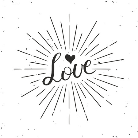 Valentines Day greeting card. Modern calligraphy. Hand drawn design elements. Handwritten lettering.のイラスト素材