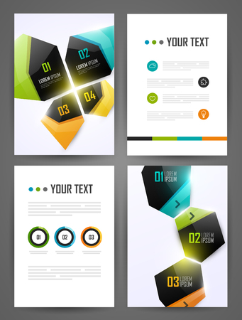 Set of infographic design templates. Brochure design. Bright modern backgrounds. Design elements.のイラスト素材