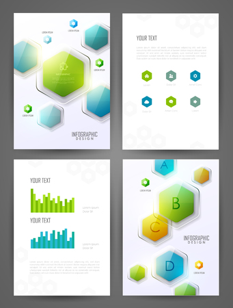 Set of brochure design templates. Design elements. Bright modern backgrounds.のイラスト素材