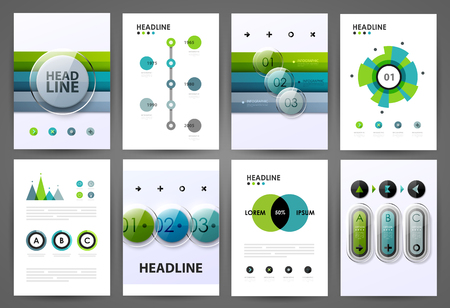 Set of brochure design templates. Design elements. Bright modern backgrounds.のイラスト素材