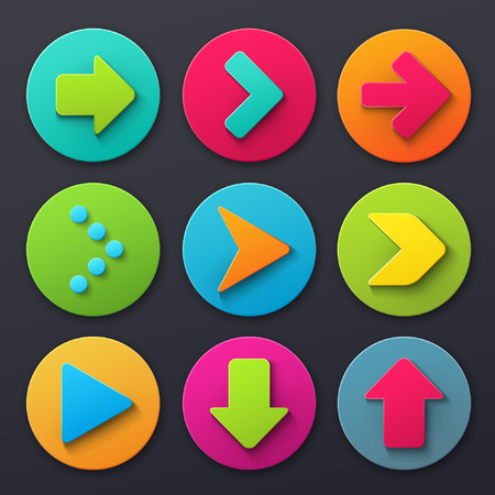 colorful arrow sign iconsのイラスト素材