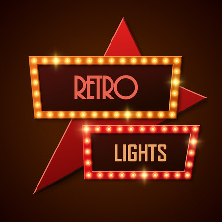 Retro banners with shining lights. Vector illustration.のイラスト素材
