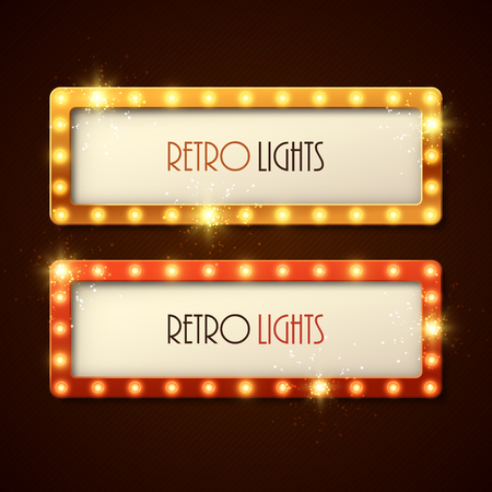 Retro banners with shining lights. Vector illustration.のイラスト素材