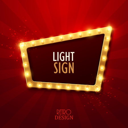 Retro light sign. Vintage style banner. Vector illustration.のイラスト素材