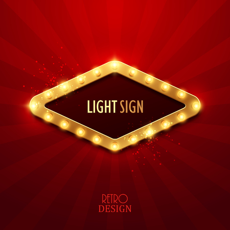 Retro light sign. Vintage style banner. Vector illustration.のイラスト素材