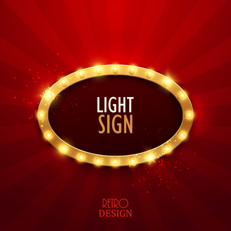 Retro light sign. Vintage style banner. Vector illustration.のイラスト素材