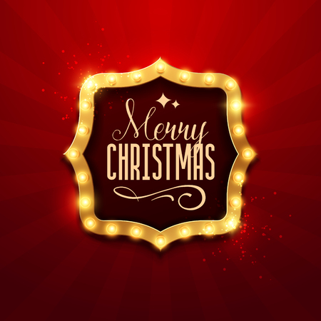 Christmas background. Retro Christmas light sign. Vector illustration.のイラスト素材