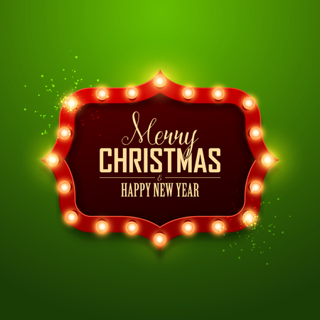 Christmas background. Retro Christmas light sign. Vector illustration.のイラスト素材