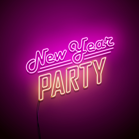 New Year neon sign. Vector background.のイラスト素材