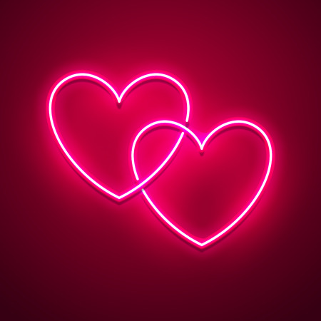 Valentines day background. Vector retro neon sign.のイラスト素材